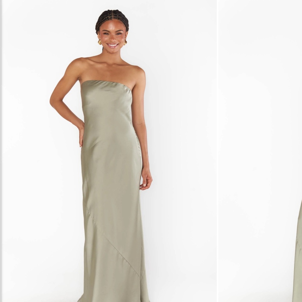 Show Me Your Miami Taylor Tube Maxi Dress - Moss Green Luxe Satin - Large